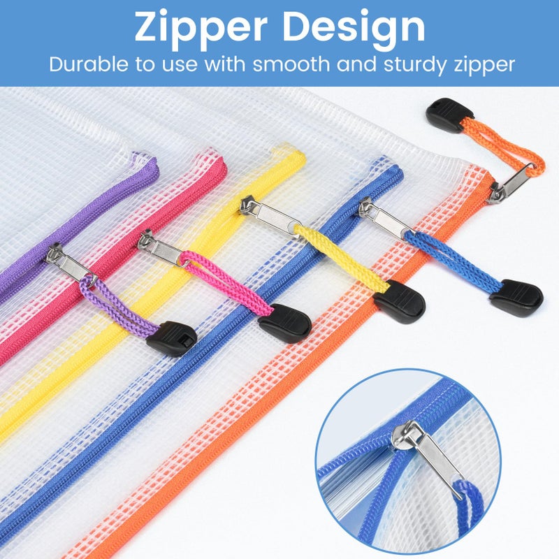 Sooez 24 Pack Mesh Zipper Pouch Bags with Label Pocket, A6 (9.1Ã—4.7 in) Small Pencil Case Pouch for Organizing, Clear Plastic Pencil Pouches Bulk for School Supplies Storage, Money Envelopes for Cash - Image 5